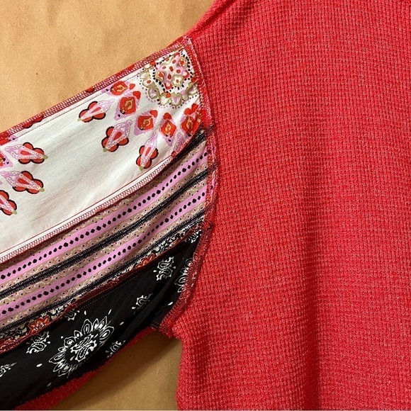 Free People | Blossom Thermal Oversized Popover Top Balloon Sleeves Red Size XS - Picture 6 of 13